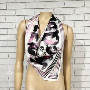 Alexander McQueen Watercolor Skull-Print Silk Scarf